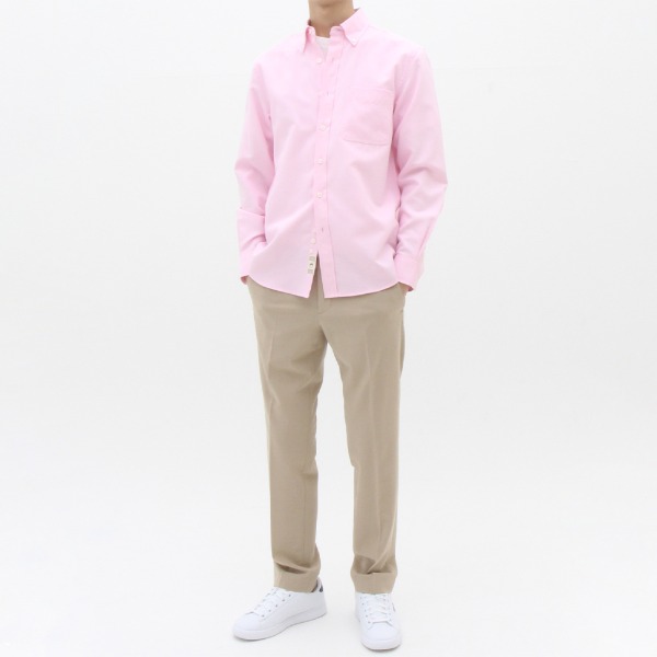 [TSS 603] 핑크 루즈핏 면혼방 옥스포드 버튼다운 셔츠